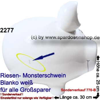 Sparschwein riesengroßes 3D Design Monster Blanko weiß Ba Sonderverkauf ! 770 - B